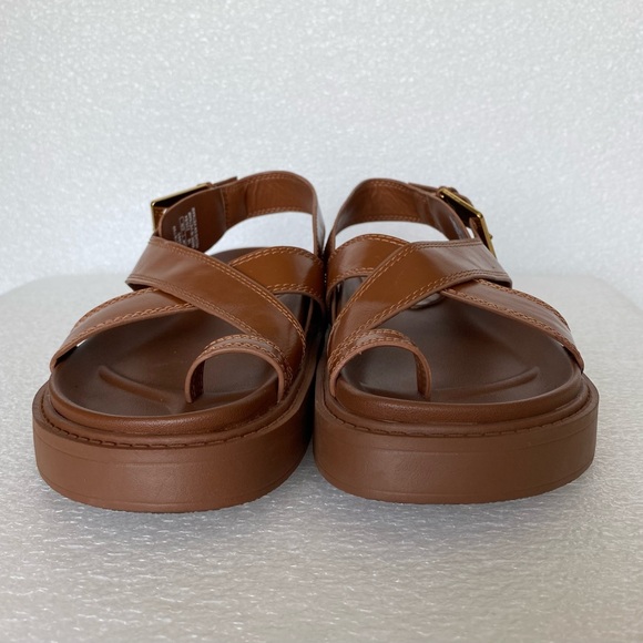 Zara Brown Women's Faux Leather Flat Strappy Sandals Size 36 US 6 - Picture 7 of 13